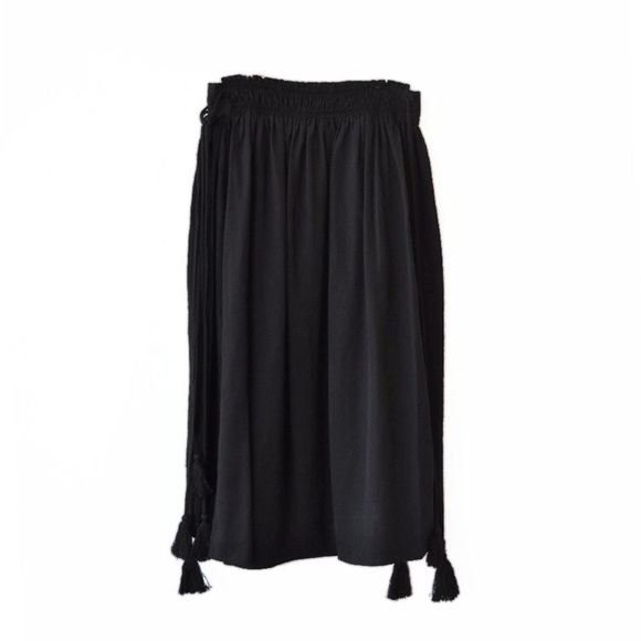 APIECE APART / Assisi Tea-Length Wabi Midi Black Tassel Ties Skirt M - Picture 3 of 4